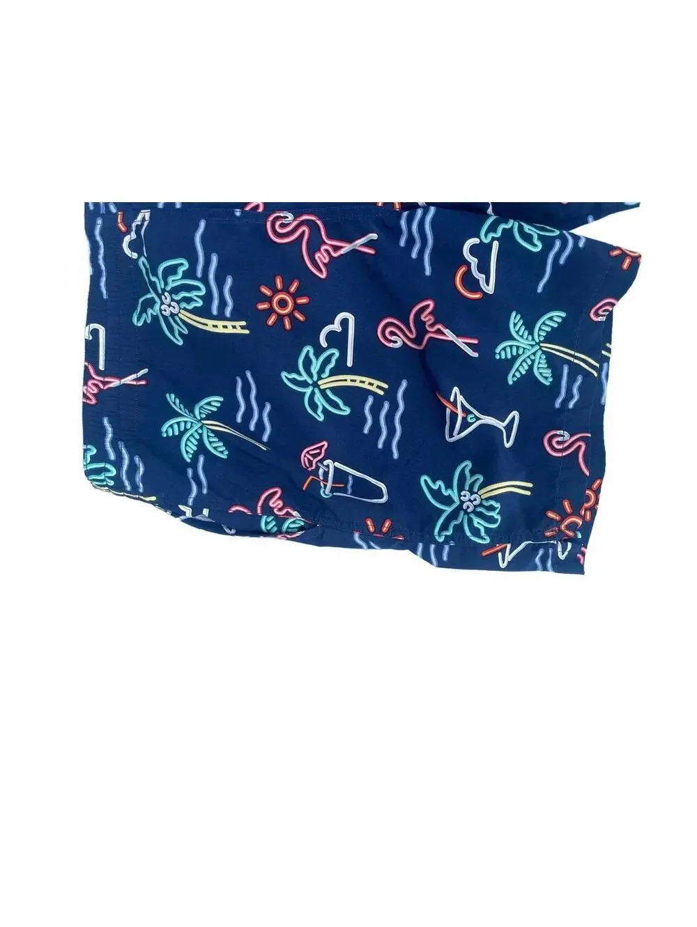 Chubbies Medium Men's Swim Trunks with Neon Flamingo and Palm Tree Print